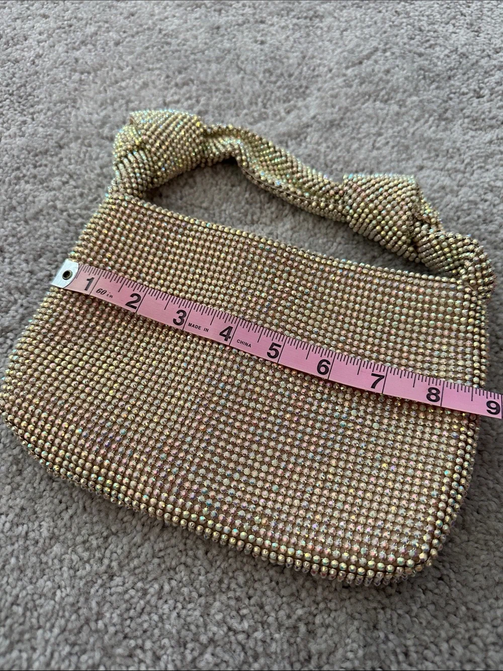 Gold Crystal Mesh Evening Shoulder Bag